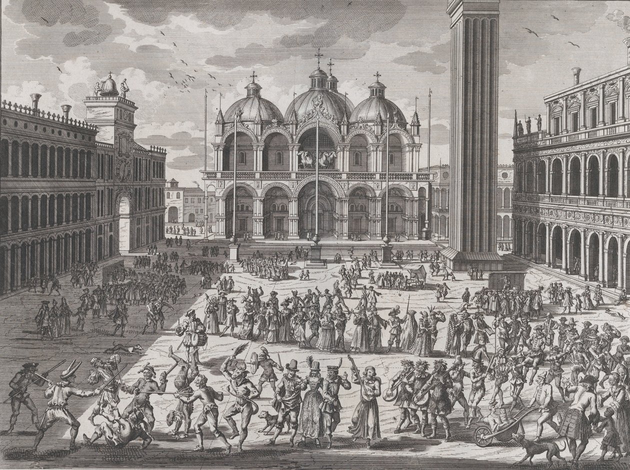 The Carnival of Venice, from: Thesaurus of Antiquities and Historys of Italy, sv. 9, 1722 od Pieter Van der Aa