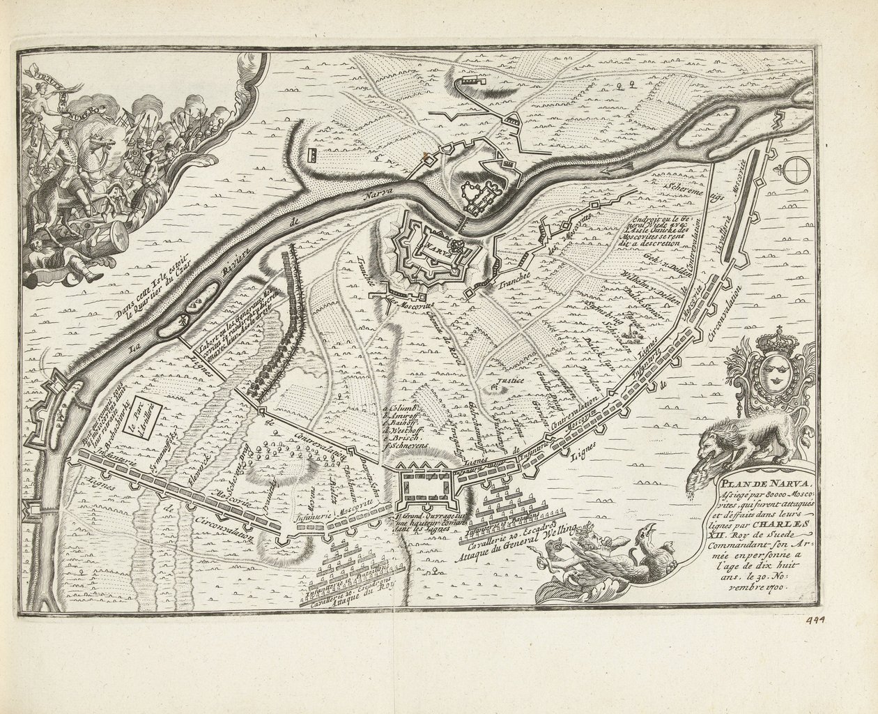 Obléhání a bitva u Narvy v roce 1700, 1726 od Pieter Van der Aa