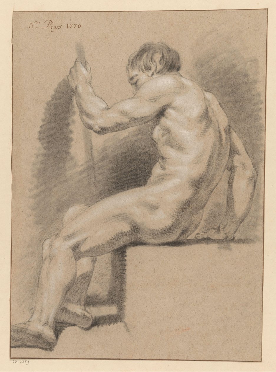 Sedící mužský akt, boční pohled (3. cena 1770) od Pieter Wagenaar (II)