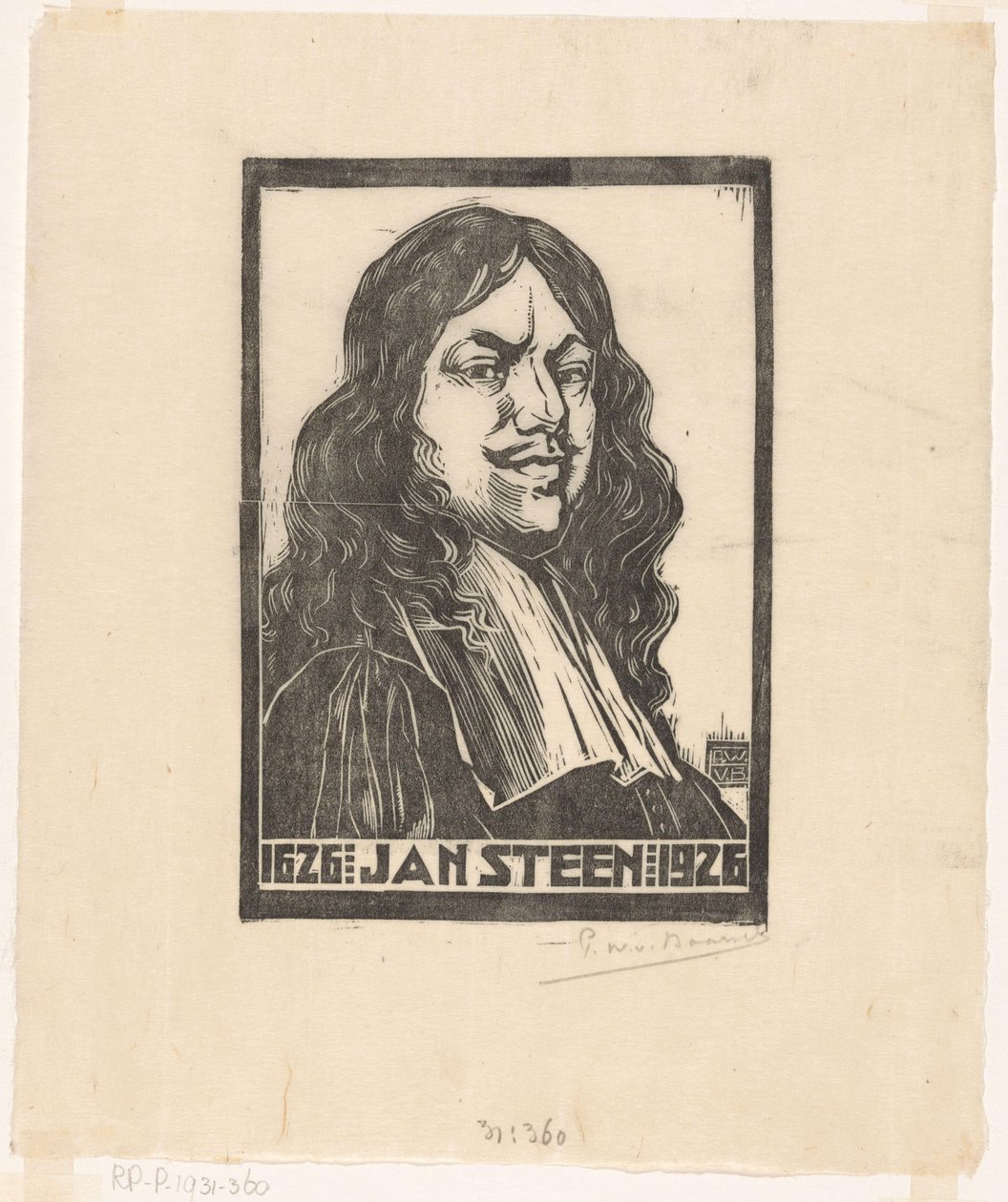 Portrét Jana Steena (název na objektu) od Pieter Willem van Baarsel (signed by artist)