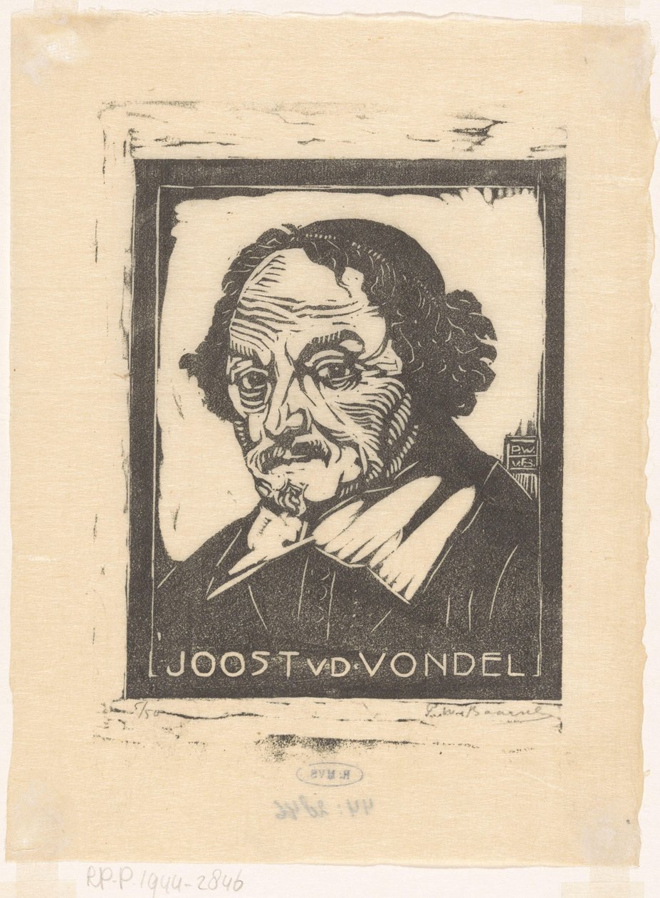 Portrét Joosta van den Vondela (název na objektu) od Pieter Willem van Baarsel (signed by artist)
