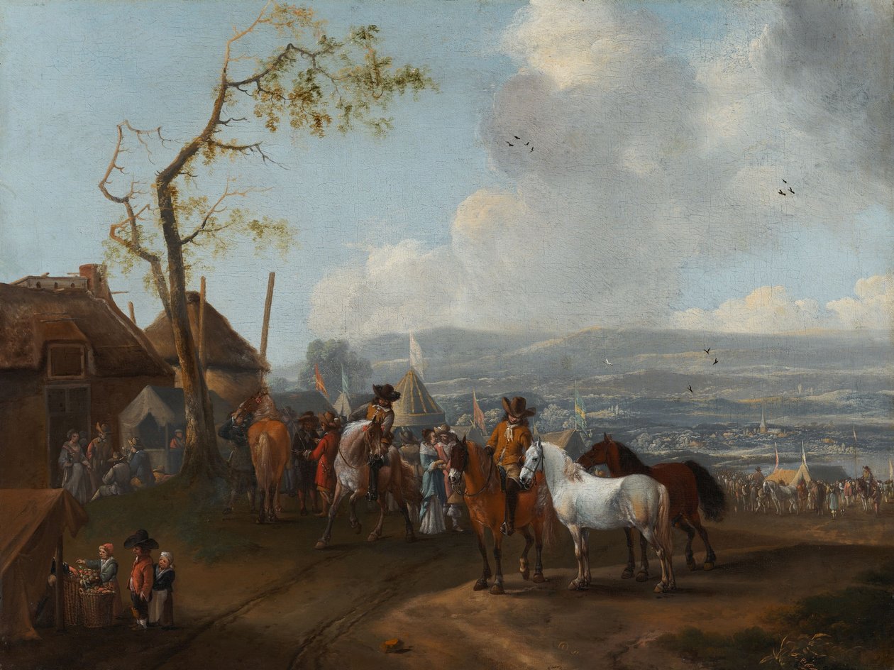 Scéna z tábora (olej na plátně) od Pieter Wouwermans or Wouwerman