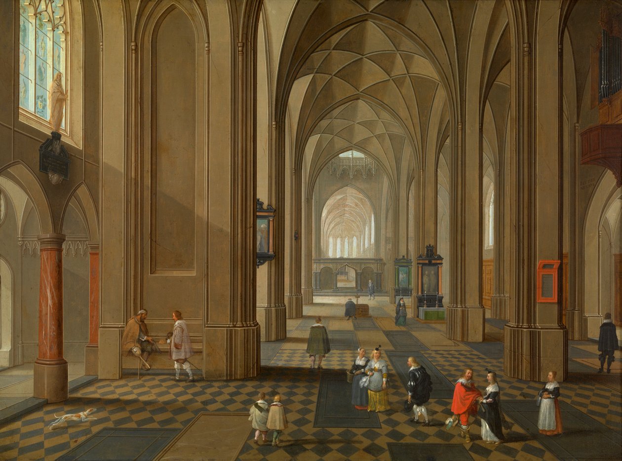 Interiér kostela (olejová měď) od Pieter and Coques Gonzales (1614 84) Neefs II