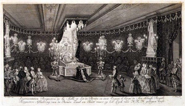 Tělo Anny, královské princezny, ležící ve stavu (rytina) od Pieter de (after) Swart