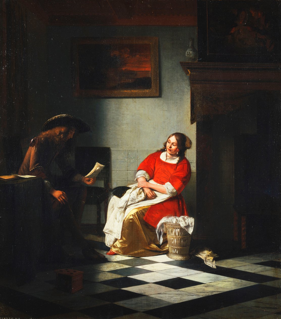 Gentleman čte dopis své ženě od Pieter de Hooch