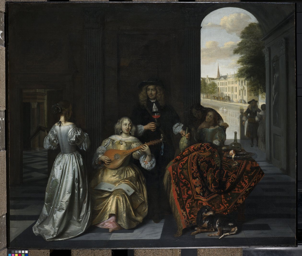 Hudební večírek (olej na plátně) od Pieter de Hooch