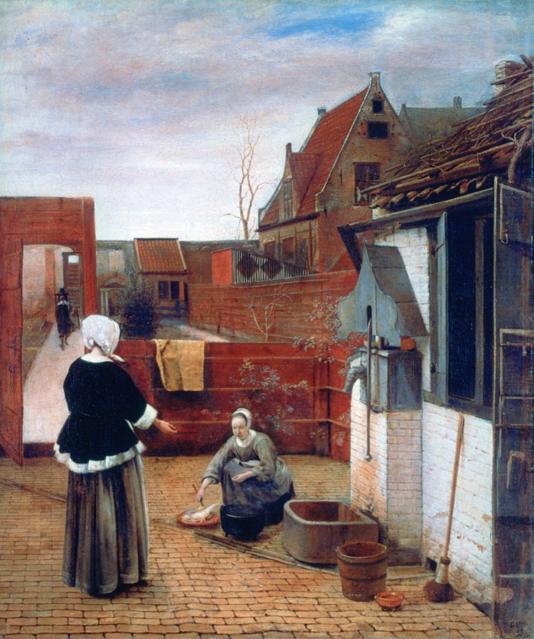 Žena a služebná na nádvoří, c1660-1661 od Pieter de Hooch