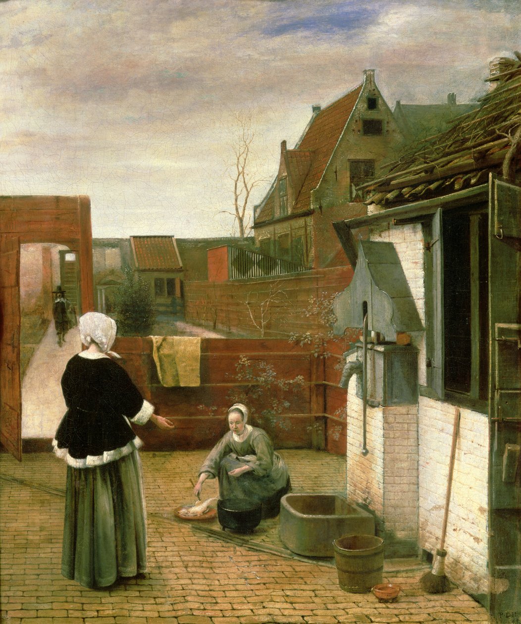 Žena a služebná na nádvoří, c.1660-61 od Pieter de Hooch