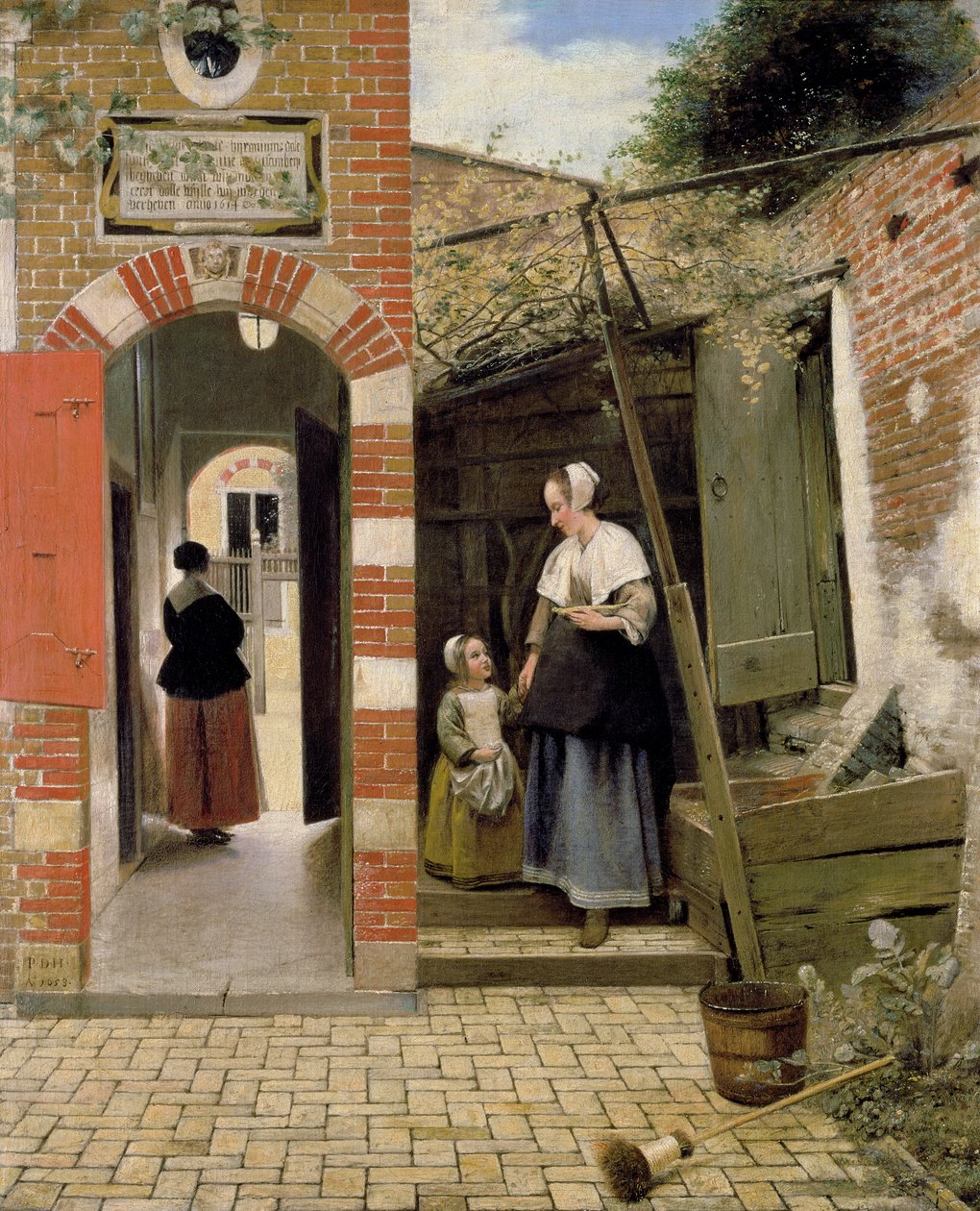 Nádvoří domu v Delftu, 1658 od Pieter de Hooch