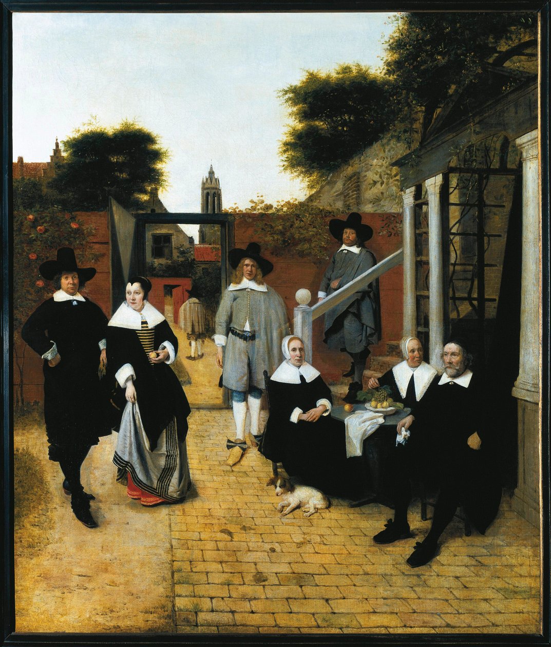 Skupinový portrét buržoazní rodiny z Delftu (olej na plátně, kolem roku 1662) od Pieter de Hooch