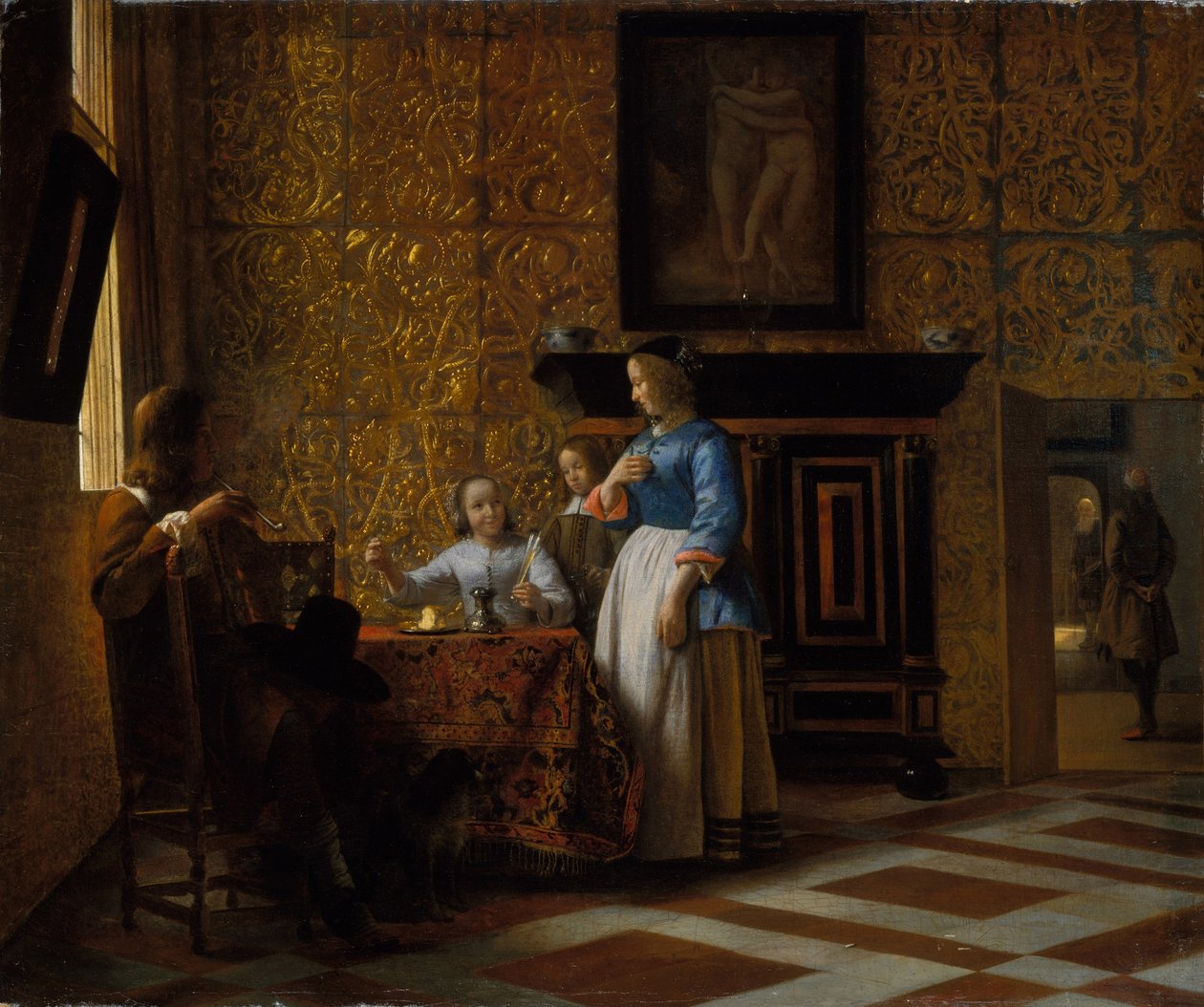 Volný čas v elegantním prostředí, cca 1663-65 (olej na plátně) od Pieter de Hooch