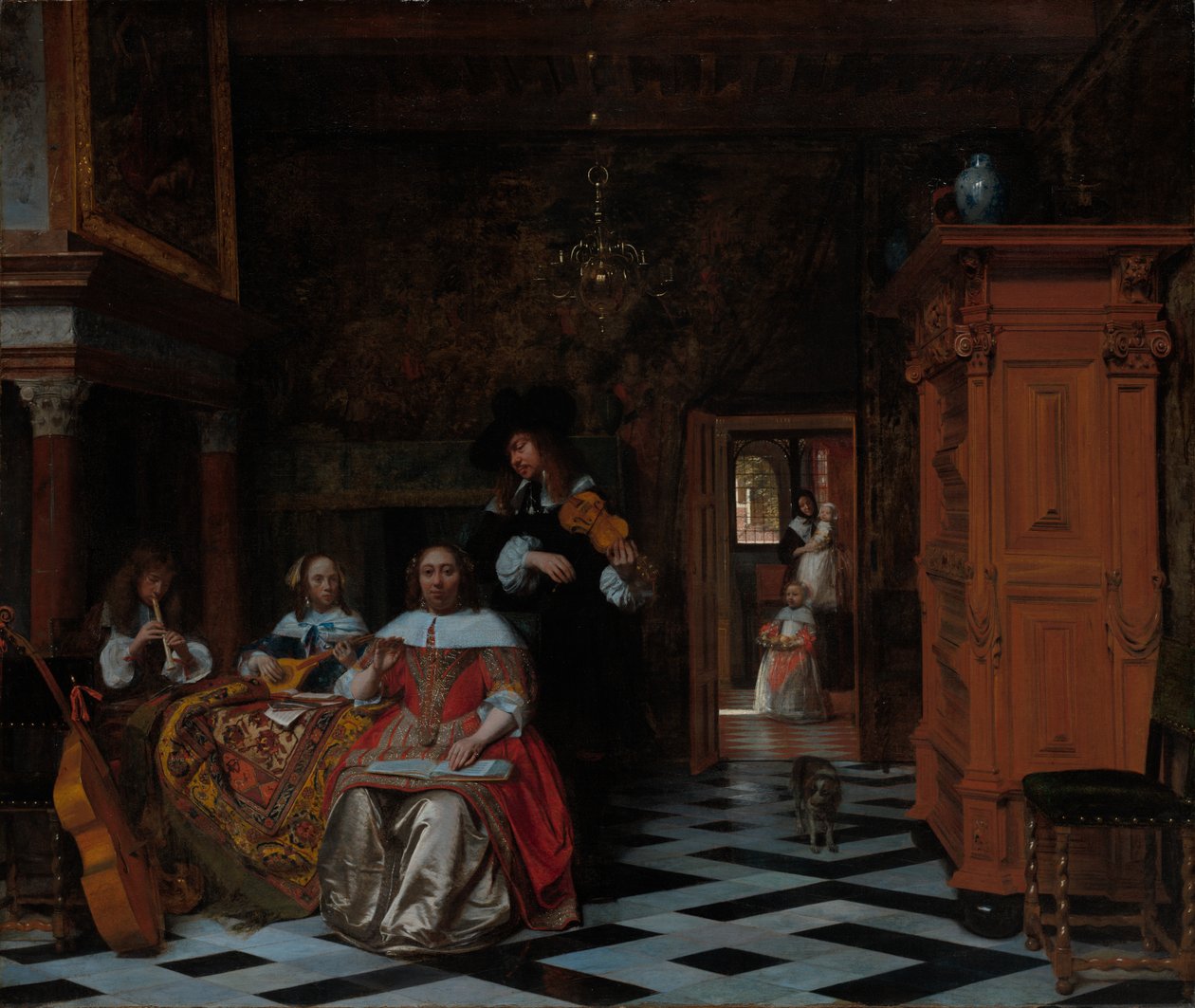 Portrét rodiny hrající hudbu, 1663. od Pieter de Hooch