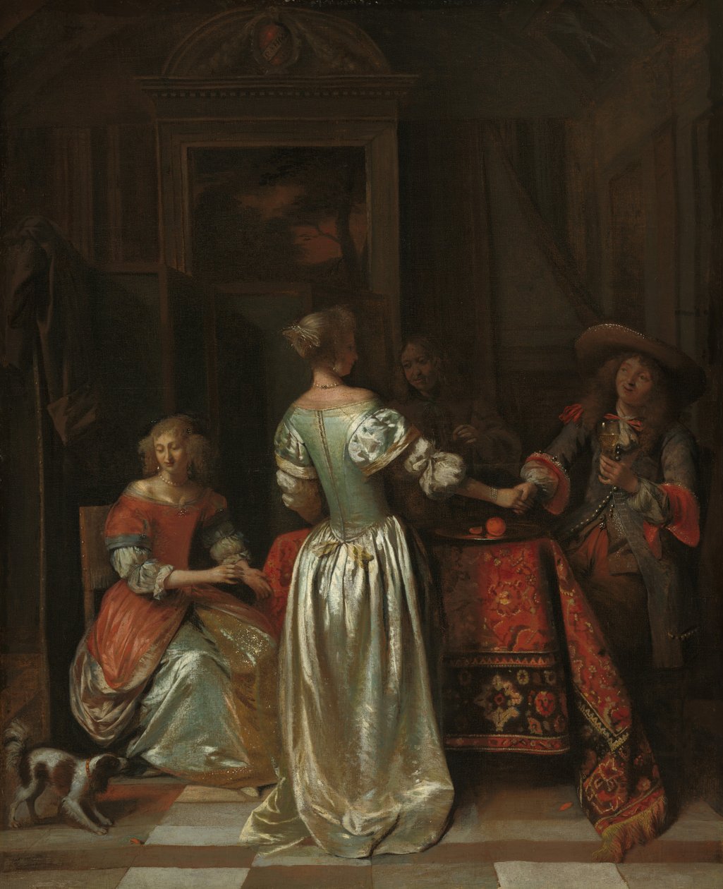 The Greeting, cca 1675 (olej na plátně) od Pieter de Hooch