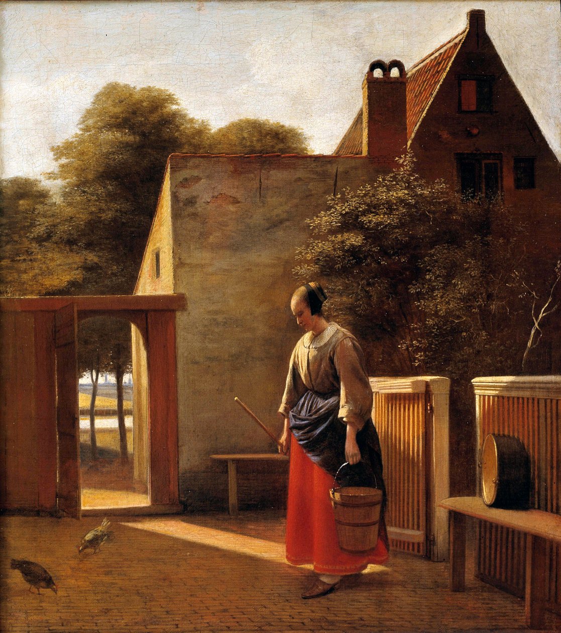 Služka na nádvoří holandského města Obraz Petera Hoogha (1629-1681) Soukromá sbírka 17. století od Pieter de Hooch
