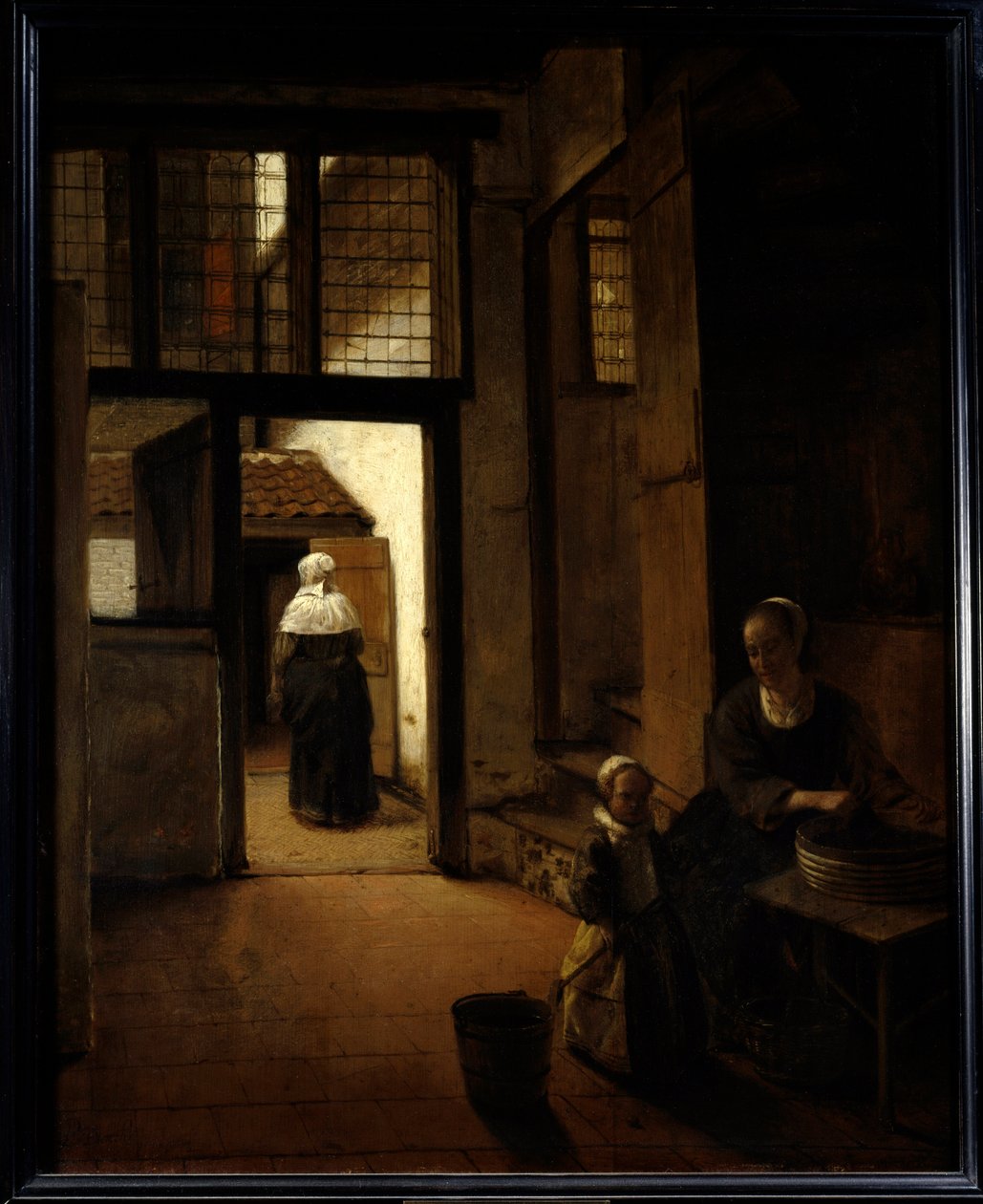 Pohled na dvorek holandského domu Obraz Petera de Hooch (1629-1681) (ec.flam.) 17. století Sun. 0,6x0,49 m Paříž, musee du Louvre od Pieter de Hooch