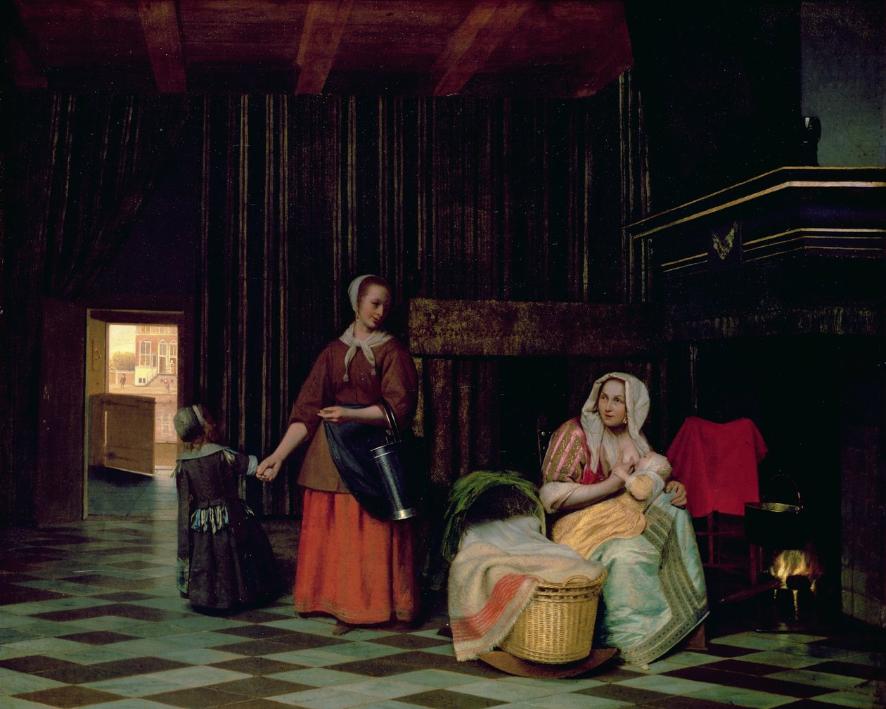 Žena s dítětem, sloužící pokojská s dítětem od Pieter de Hooch
