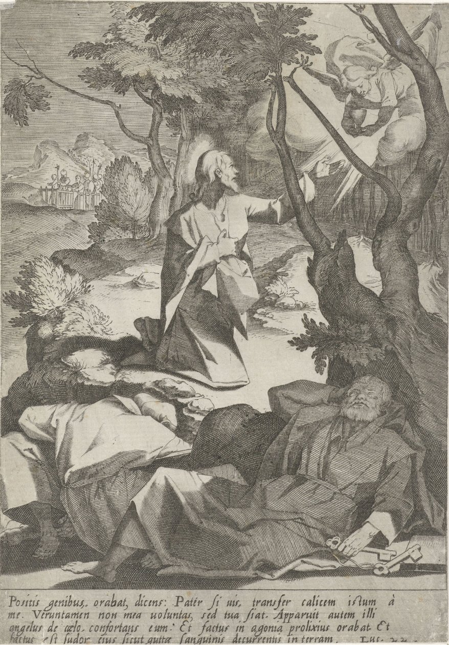 Kristus v hof van Getsemane Passie van Christus (název série) Passion and Resurrection (název série) od Pieter de Jode (I)