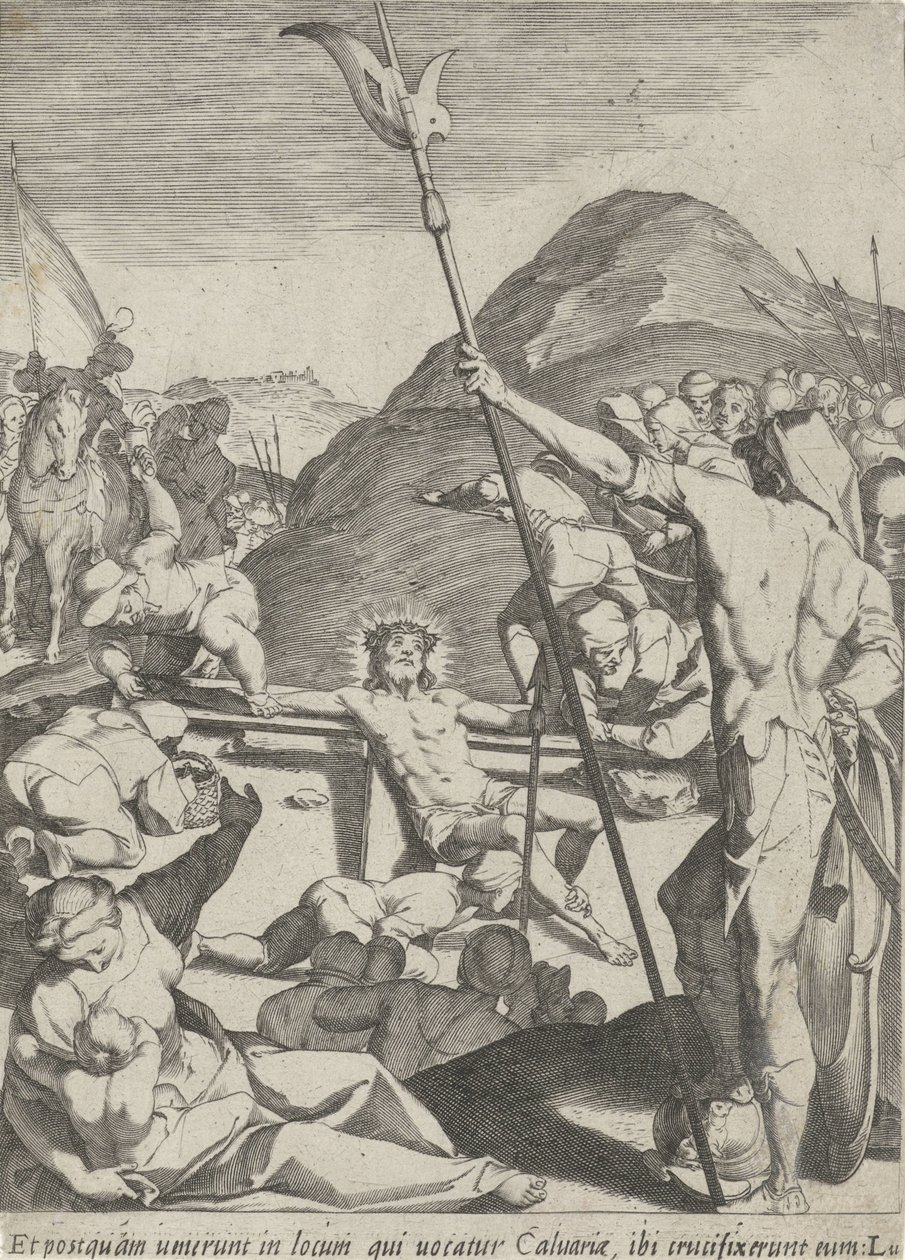 Kristus je přibit na kříž Umučení Krista (název série) Passionis et resurrectionis (název série) od Pieter de Jode (I)