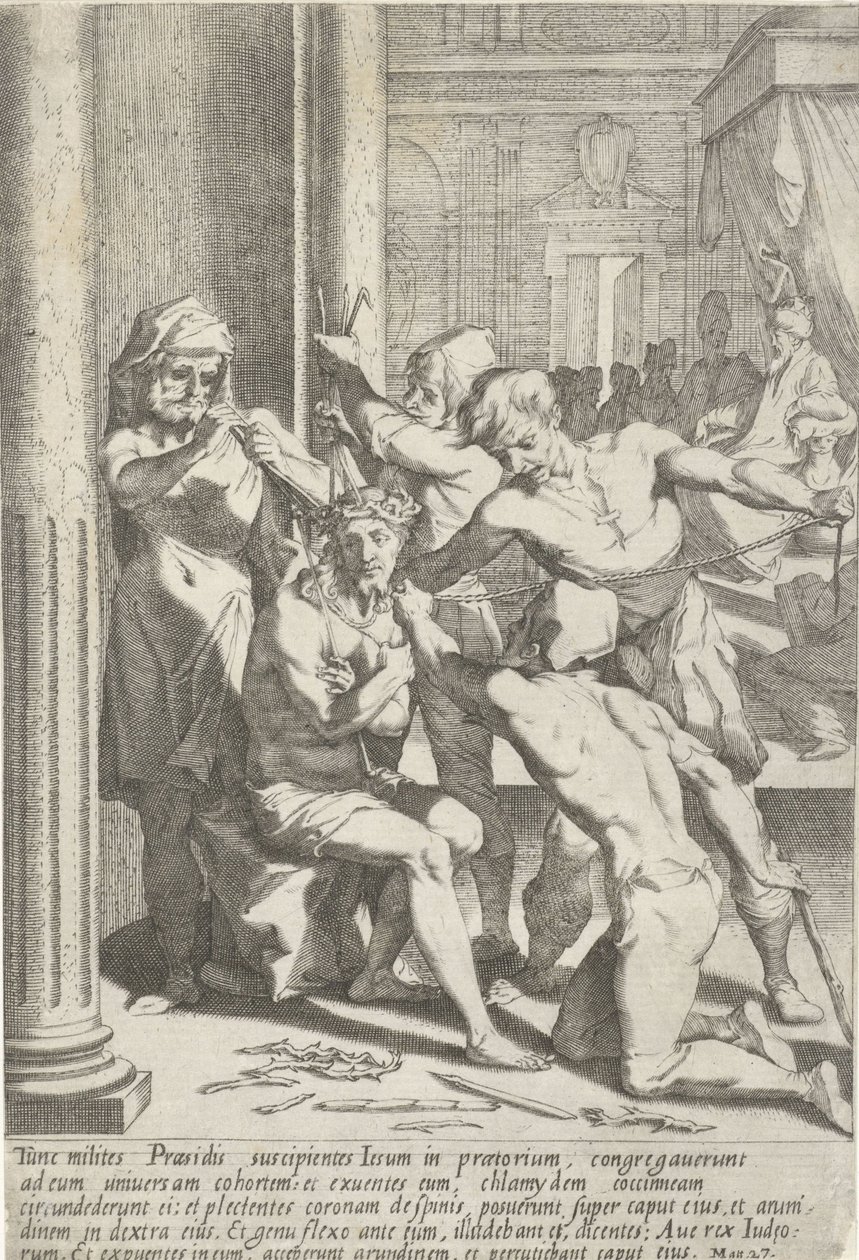 Doornenkroning van Christus Passie van Christus (název série) Passion and Resurrection (název série) od Pieter de Jode (I)