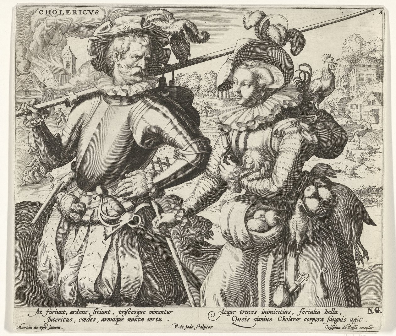 Cholerický temperament Cholericvs (titul na objektu) Čtyři temperamenty (název seriálu) od Pieter de Jode (I)