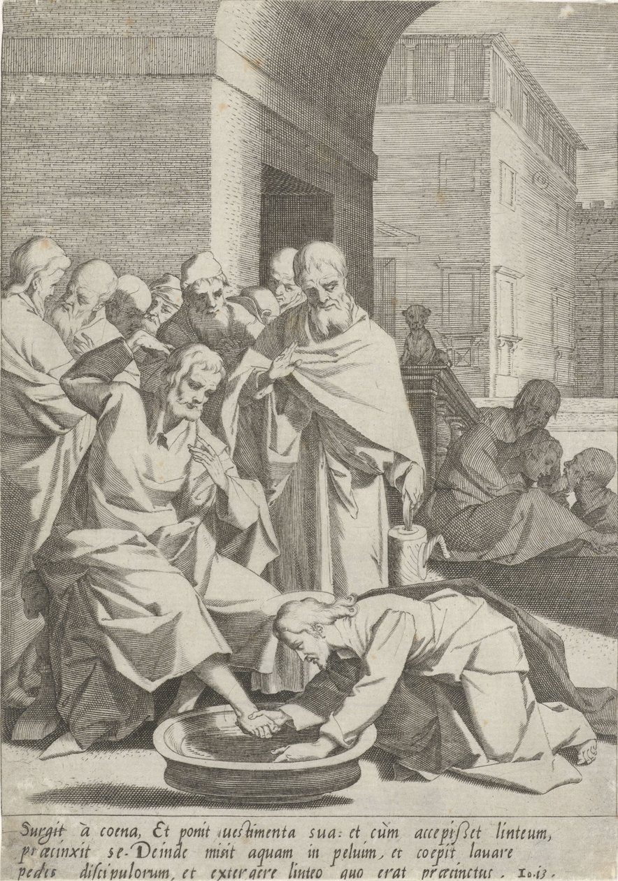 Voetwassing Passie van Christus (název série) Passion and Resurrection (název série) od Pieter de Jode (I)