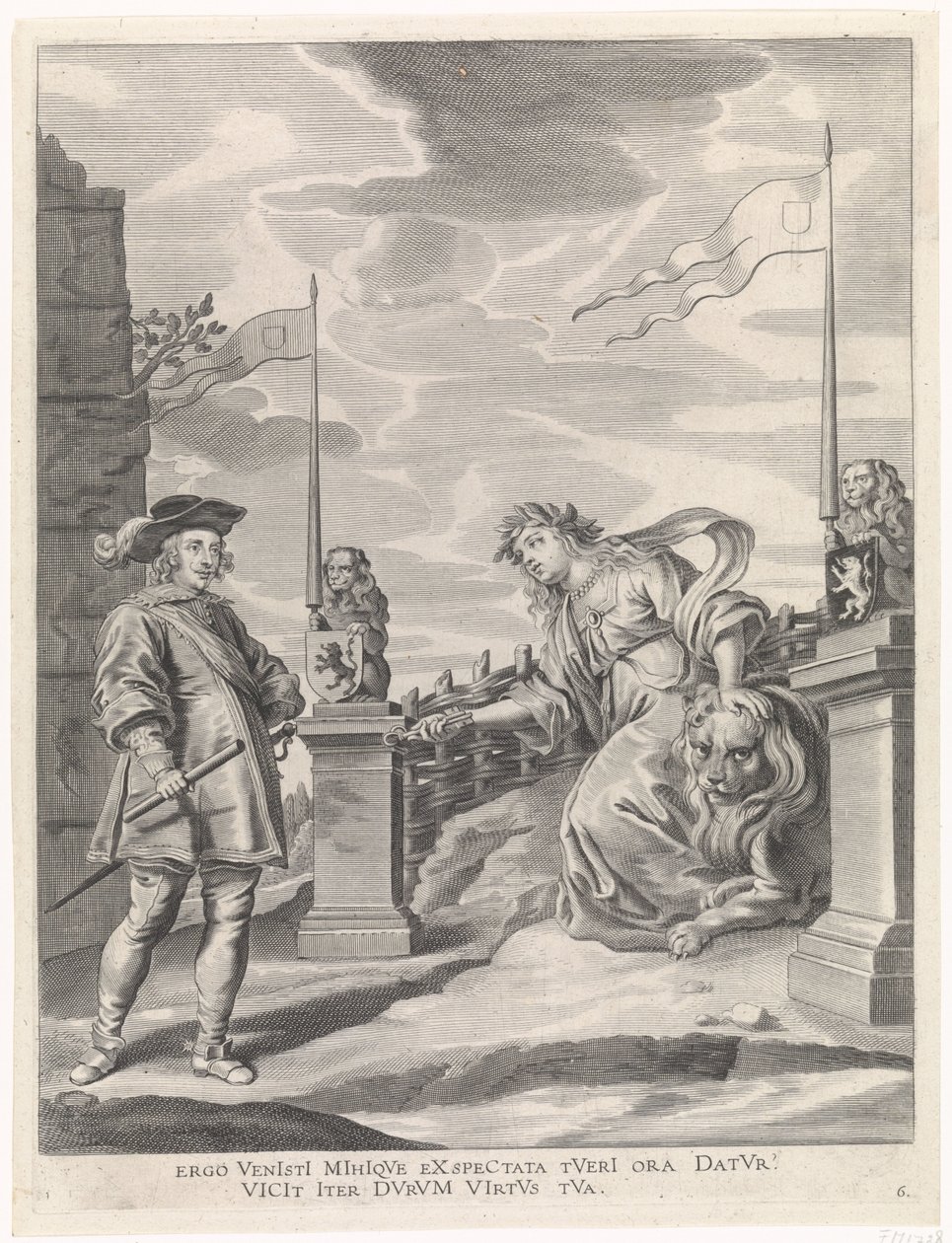 Ferdinand obdrží klíče od města od městské panny z Gentu Radostný vstup kardinála-Nemluvně v Gentu, 1635 (název série) od Pieter de Jode (II)