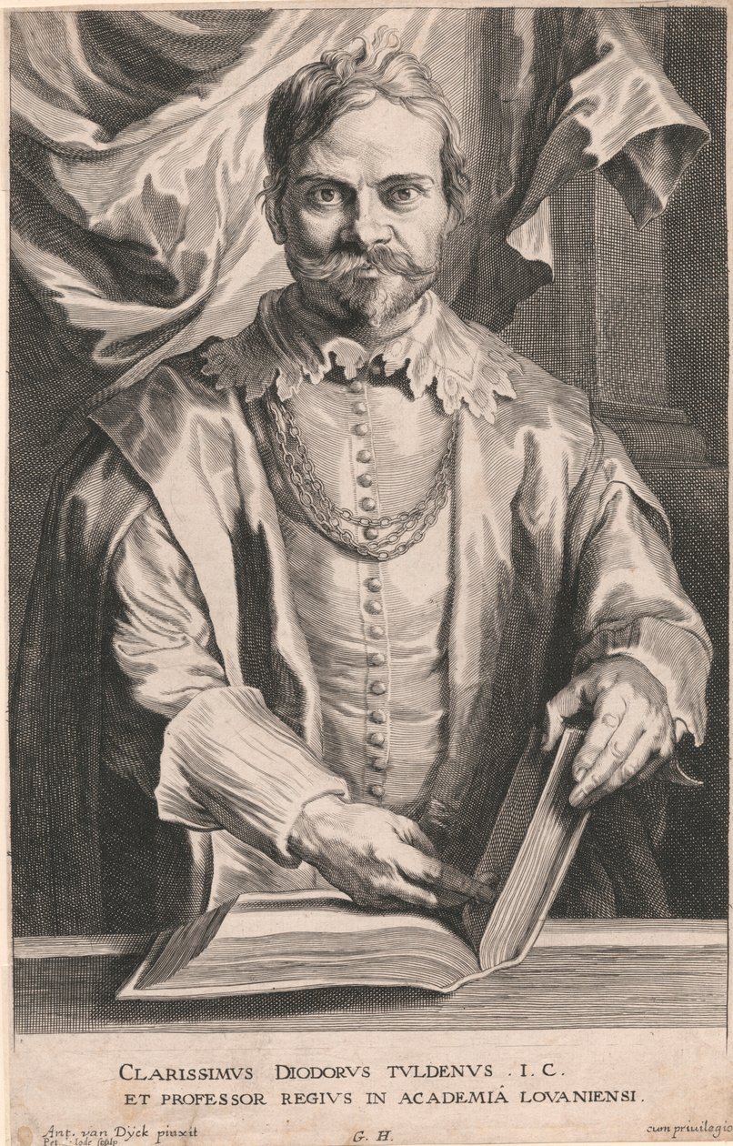Slavný Diodorus Tuldenus I.C. a královský profesor na akademii v Lovani od Pieter de Jode