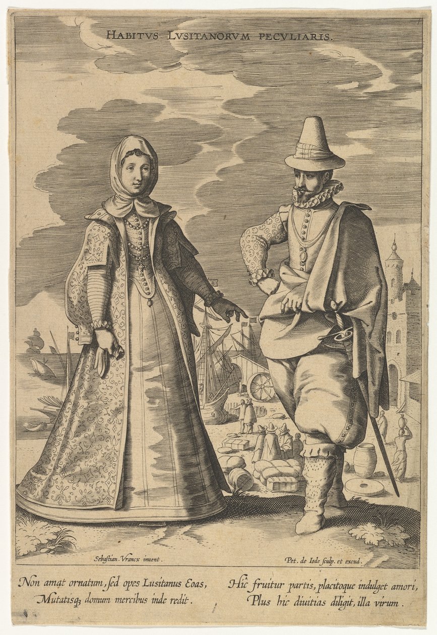 Zvláštní postoj Portugalců z Módy různých národů.n.d. od Pieter de Jode I