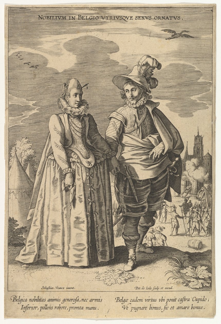 Šlechtici v Nizozemsku Ornament obou pohlaví, od Fashions of Different Nations.n.d. od Pieter de Jode I