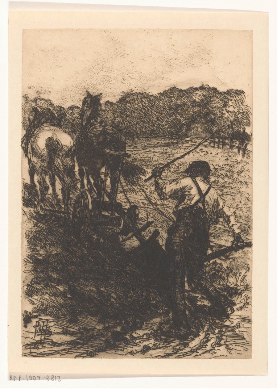 Farmář se dvěma orajícími koňmi od Pieter de Josselin