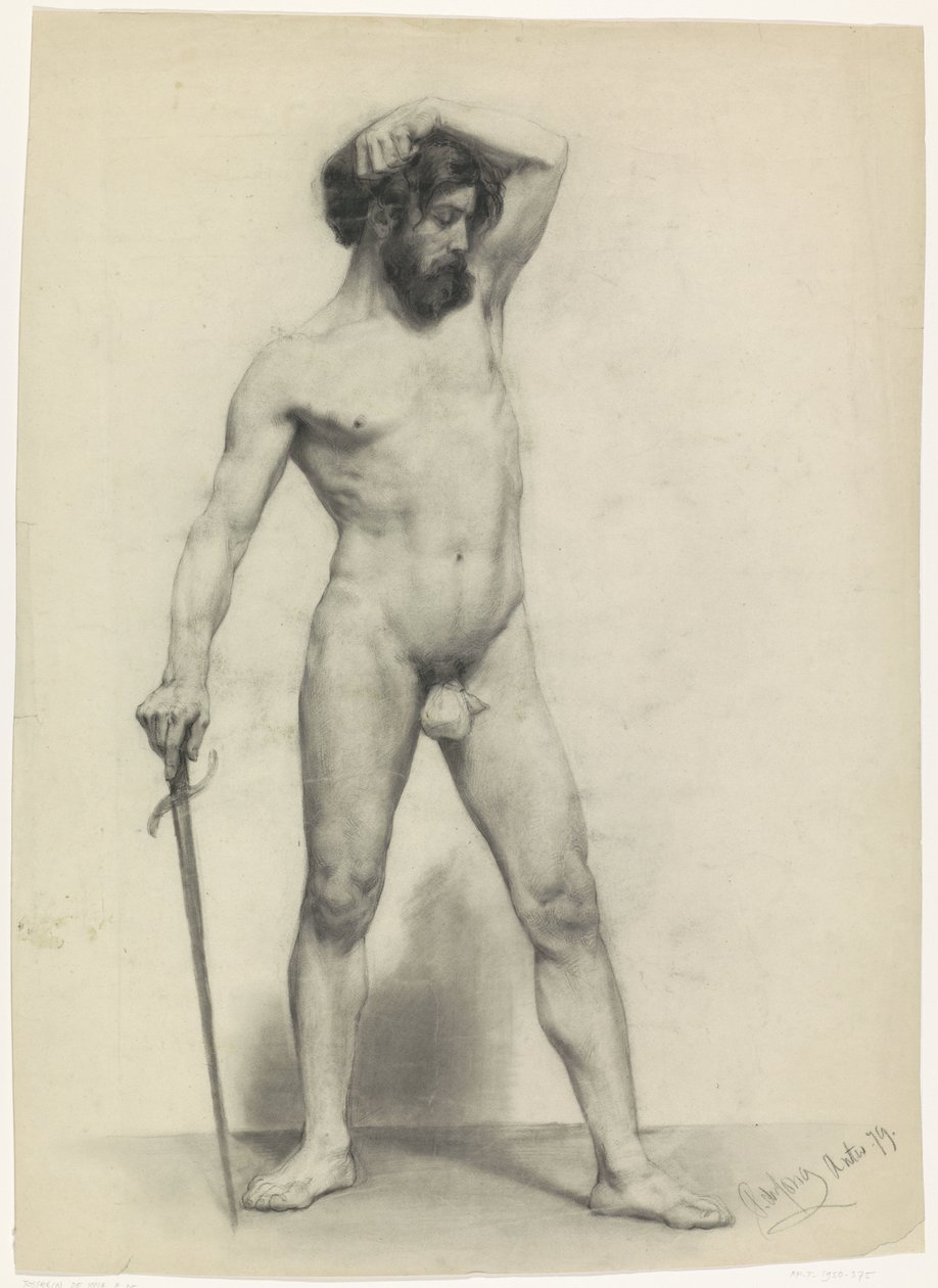 Stojící mužský akt s mečem, čelem doprava od Pieter de Josselin