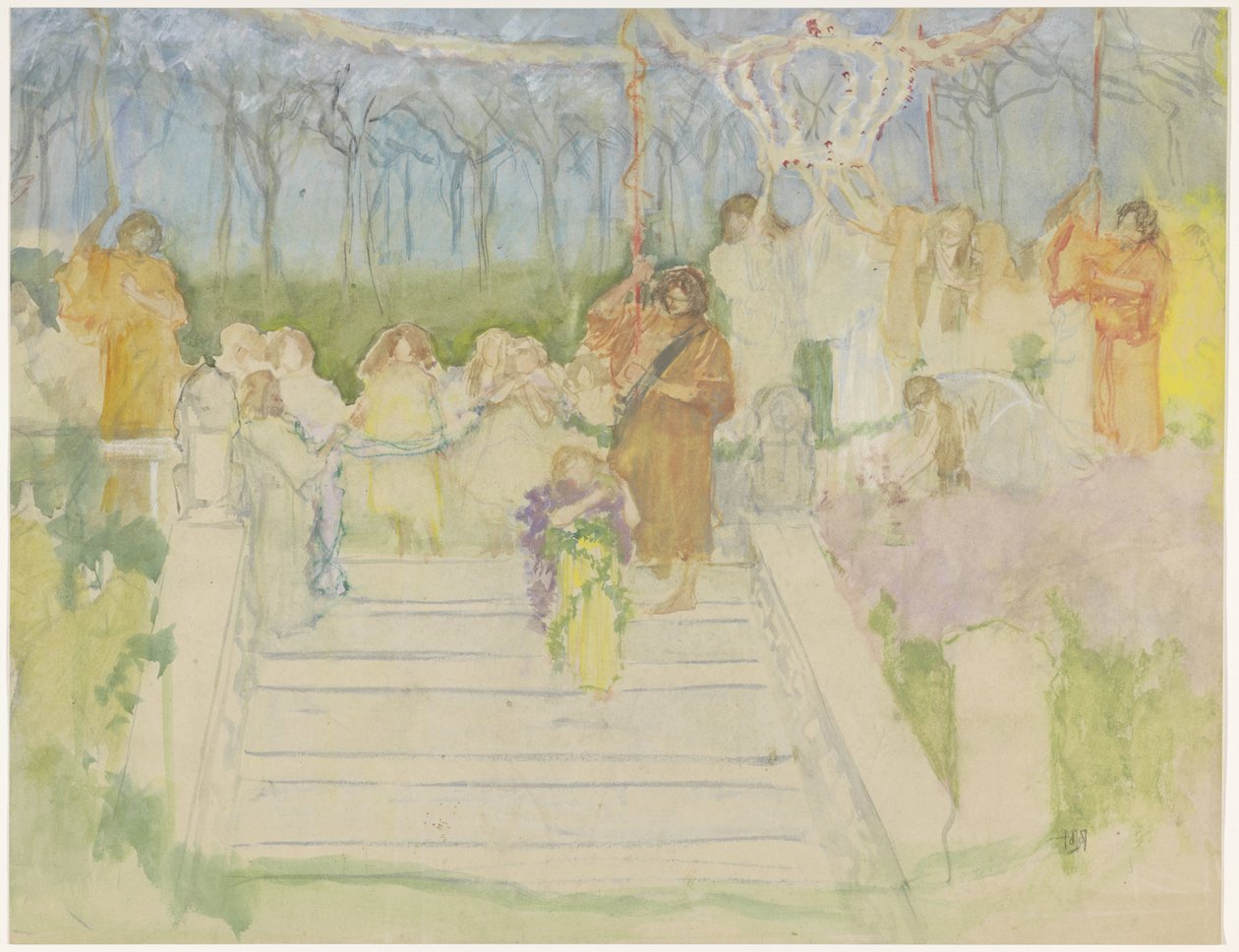 Tableau vivant u příležitosti svatby královny Wilhelminy v roce 1901 od Pieter de Josselin