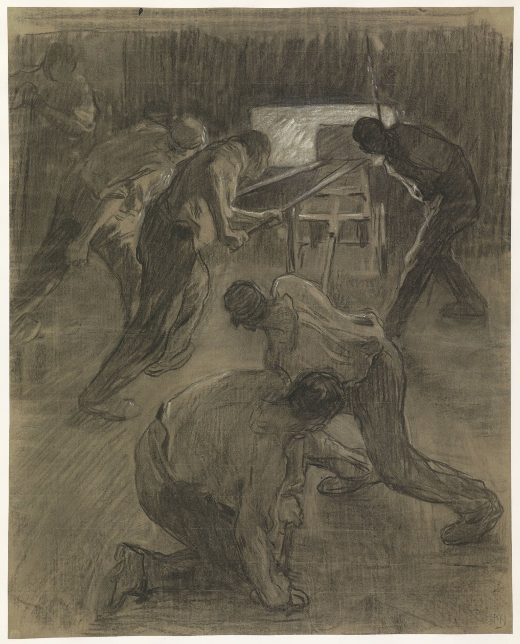 Šest dělníků při práci ve vysokých pecích od Pieter de Josselin