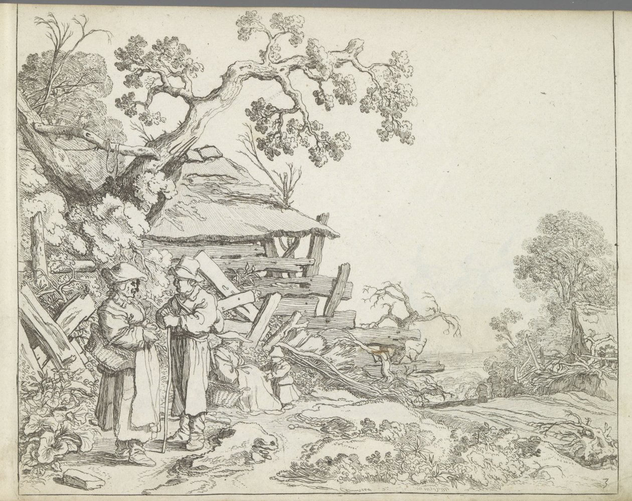 Krajina s farmářem a jeho ženou Krajiny s postavami (název série) Zrcadlo přírody a škola kreslení (...) (název série) od Pieter de Molijn