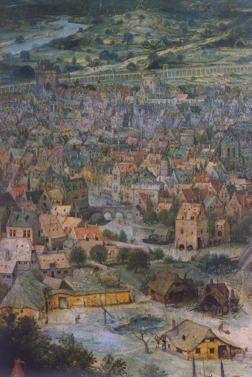 Město, detail z Babylonské věže od Pieter Bruegel the Elder