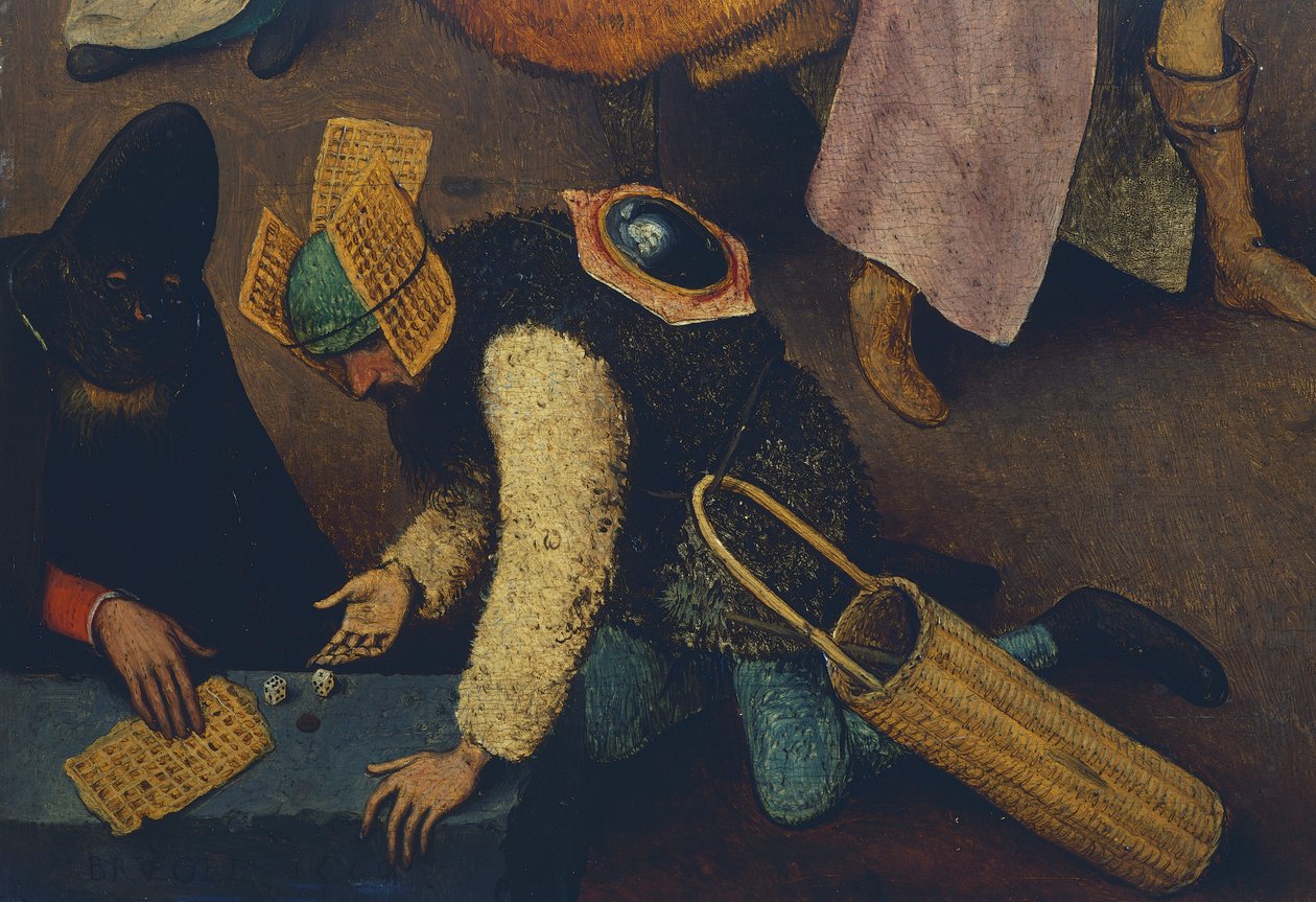 Hráči kostek, detail z Boje mezi karnevalem a postní dobou od Pieter Bruegel the Elder