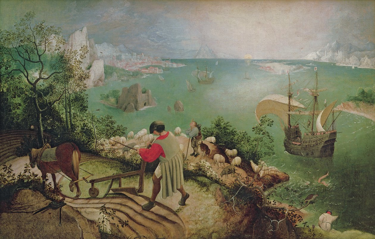 Krajina s pádem Ikara, kolem roku 1558 (olej na plátně) od Pieter Bruegel the Elder
