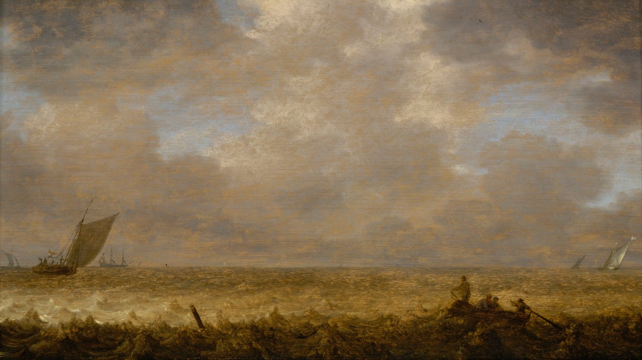 Mělké moře s rybářskými čluny, asi 1640 (olej na desce) od Pieter the Elder Mulier