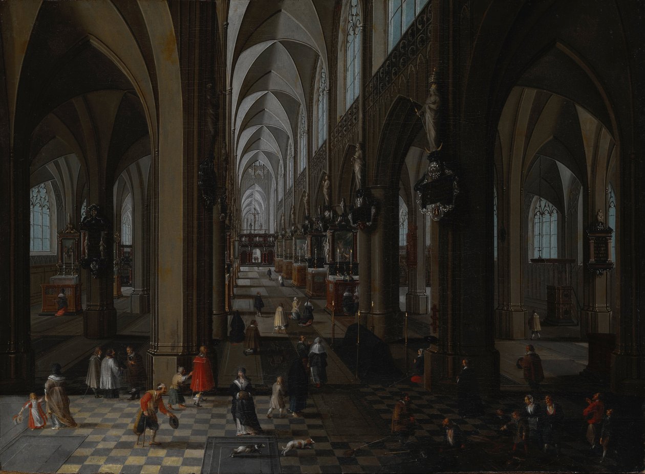 Interiér antverpské katedrály, 1651 od Pieter the Elder Neeffs