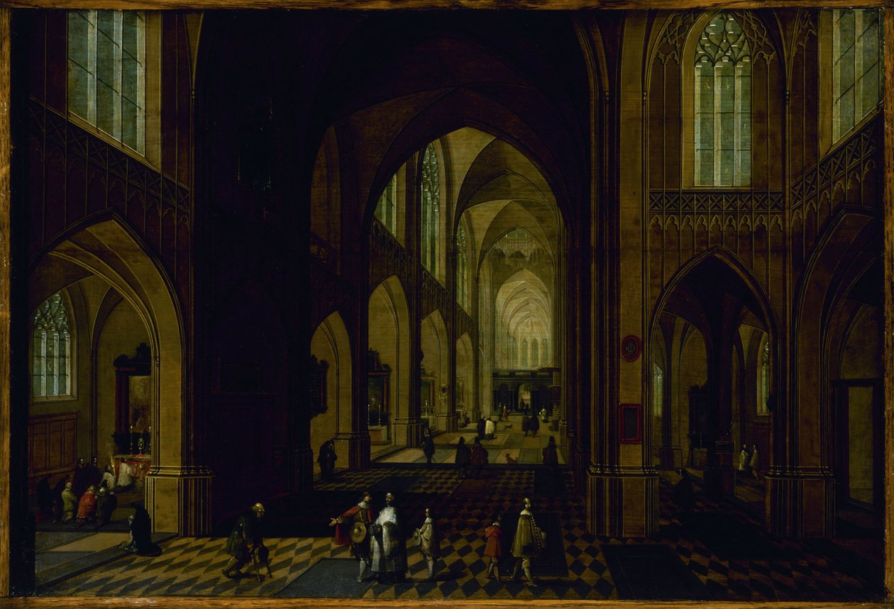 Interiér kostela, mezi lety 1600 a 1661 (olej na dřevě) od Pieter the Elder Neefs