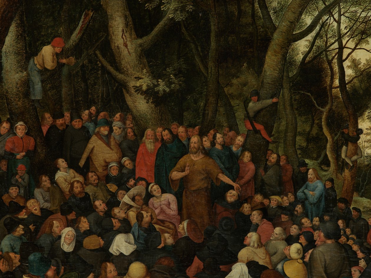 Detail sv. Jana kázání davu (olej na desce) od Pieter the Younger (after) Brueghel