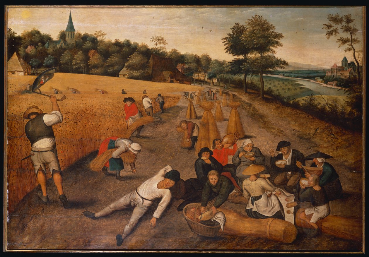 Léto: Kombajny pracují a jedí v kukuřičném poli, 1624 od Pieter Brueghel the Younger
