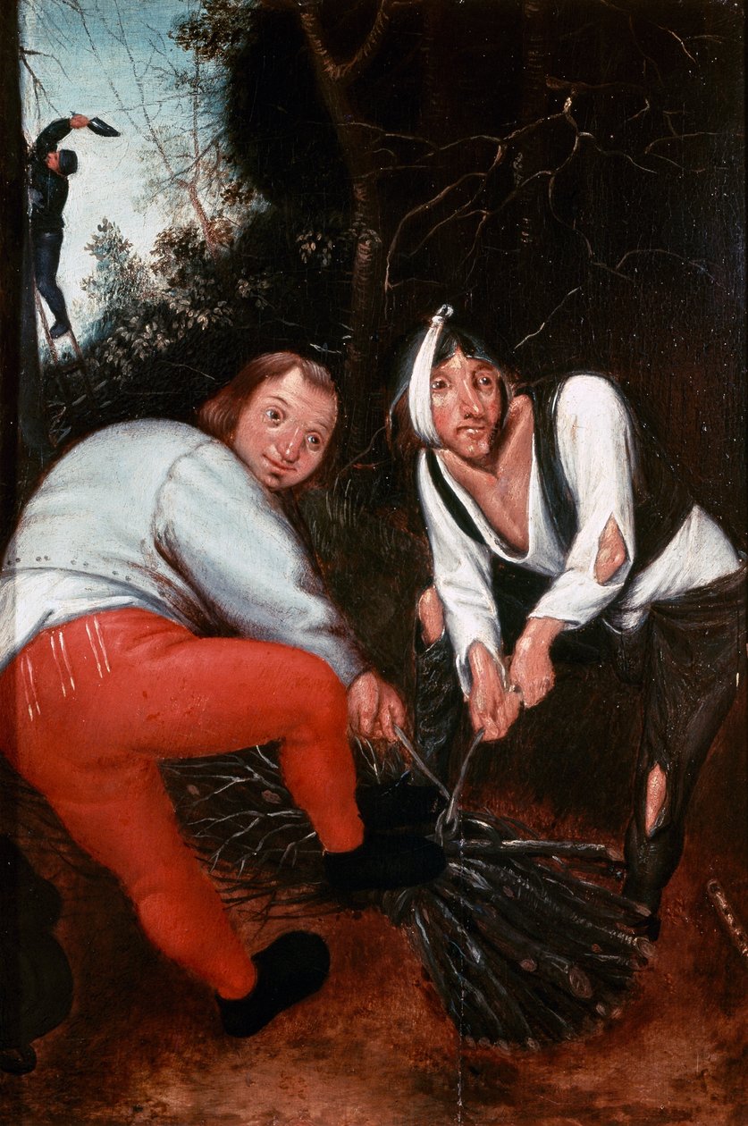 Dva rolníci svazující větve (olej na panelu) od Pieter the Younger Brueghel