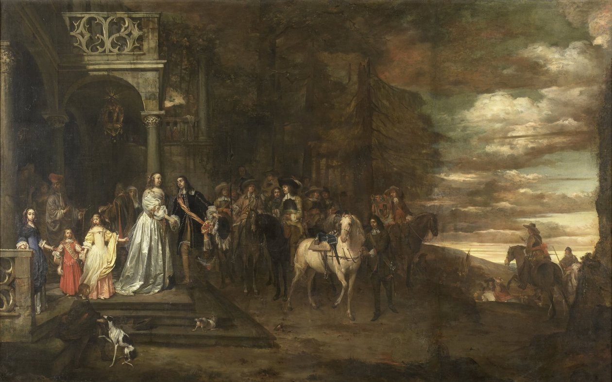 Rozloučení kapitána Hendrika de Sandra (1619-1707), odeslané jeho manželkou a dětmi od Pieter van Anraedt