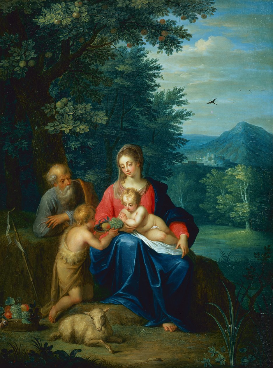 Svatá rodina s dítětem sv. Jana Křtitele od Pieter van Avont