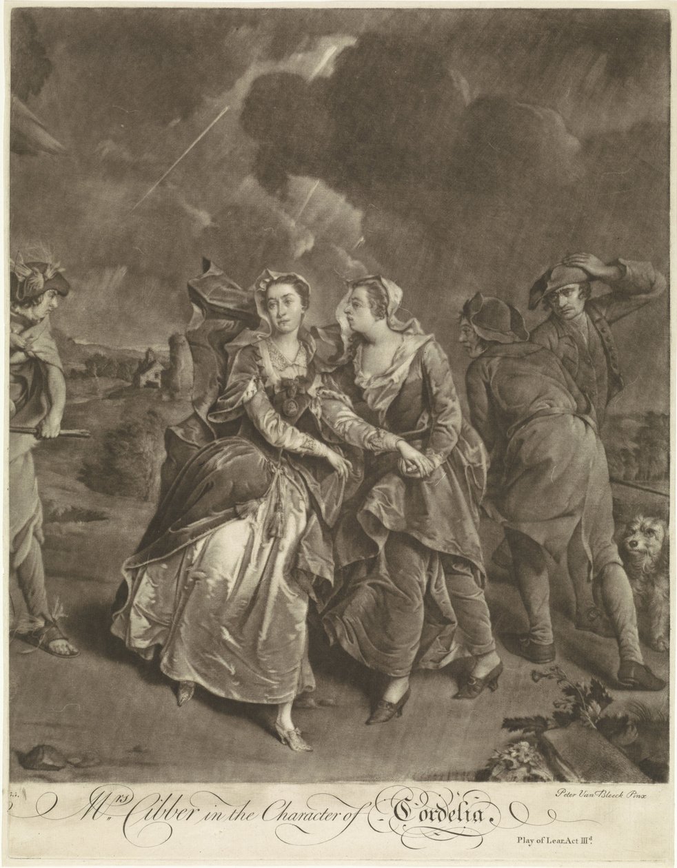 Herečka Susannah Maria Cibber jako Cordelia od Pieter van Bleeck