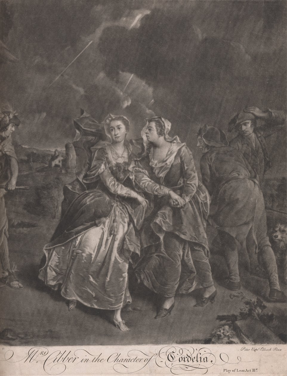 Paní Cibberová v postavě Cordelie ve hře krále Leara, dějství III od Pieter van Bleeck