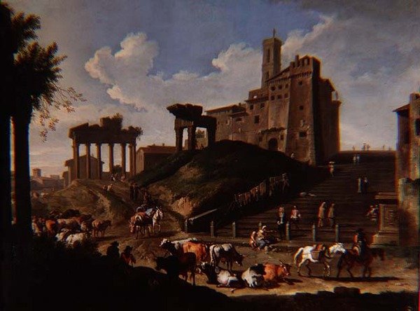 Capriccio pohled na Campo Vacchino od Pieter van Bloemen