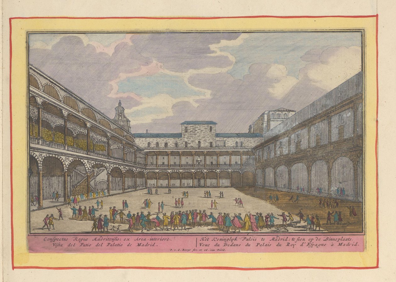 Nádvoří královského paláce v Madridu Královský palác v Madridu; na výstavě na Binnenplaats (název na objektu) Theatrum Hispaniae (...) (název série) od Pieter van den Berge