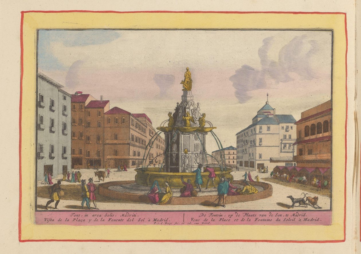 Fontána na náměstí Plaza Puerta del Sol v Madridu Fontána, na místě Syna, v Madridu (název na předmětu) Theatrum Hispaniae (...) (název série) od Pieter van den Berge